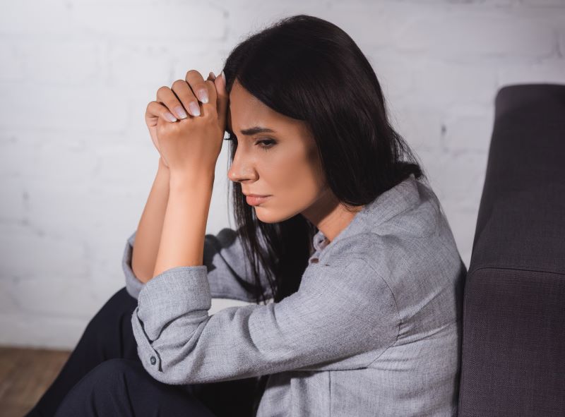 Stressed woman, IBS and mental health
