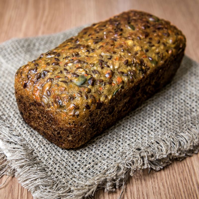 An image showing a low FODMAP Seed Loaf resting on a napkin