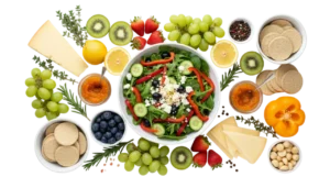 An image showing a range of low FODMAP foods to illustrate the common mistakes on the low FODMAP diet