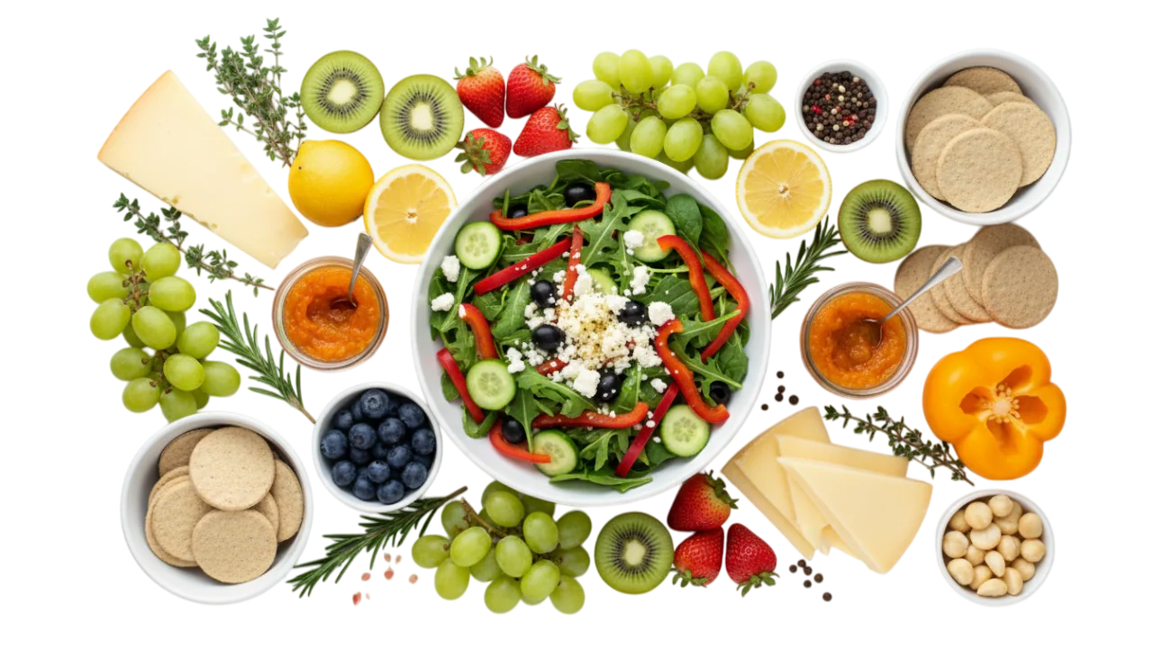 An image showing a range of low FODMAP foods to illustrate the common mistakes on the low FODMAP diet